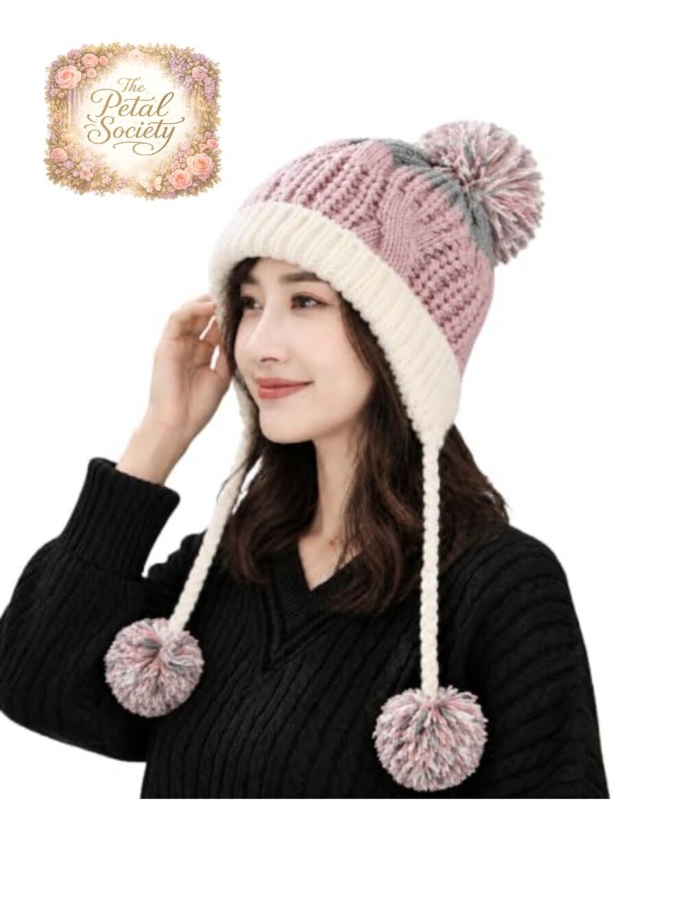 Sherpa Fleece Lined Acrylic Knit Beanie with Ear Flaps